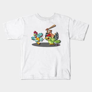 the Great Zombie Chicken Baseball Bat Race Kids T-Shirt